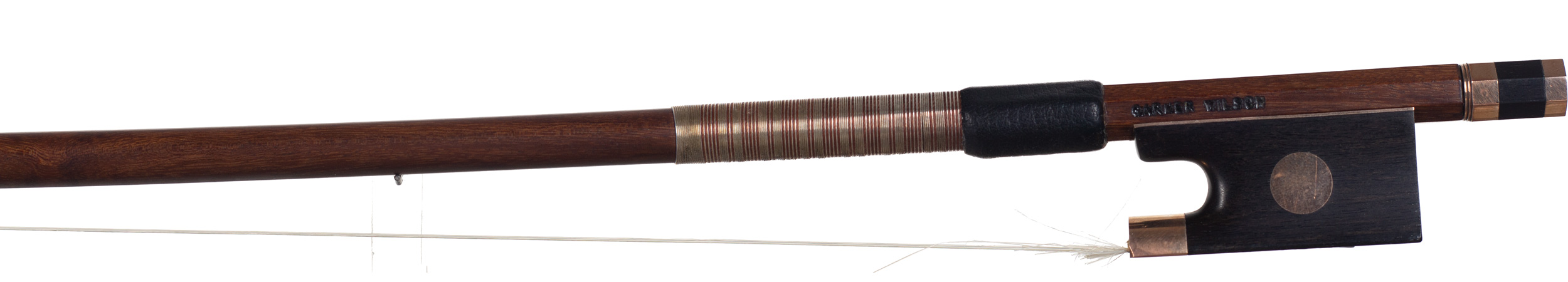 A gold-mounted viola bow by Garner Wilson — frog