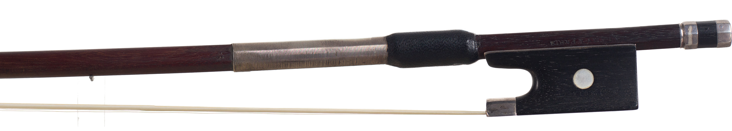 A silver-mounted violin bow by Alfred Lamy (Pére), Paris, circa 1890 — frog
