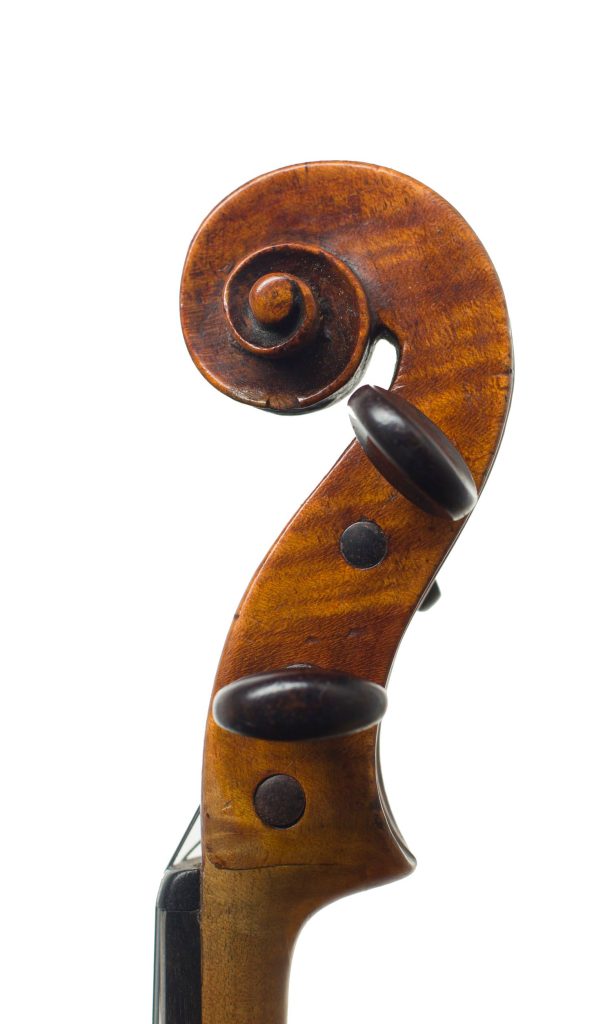 Violin by John Furber, England, 1817 over 100 years old — scroll