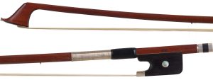 A silver-mounted cello bow by John Stagg — head and frog
