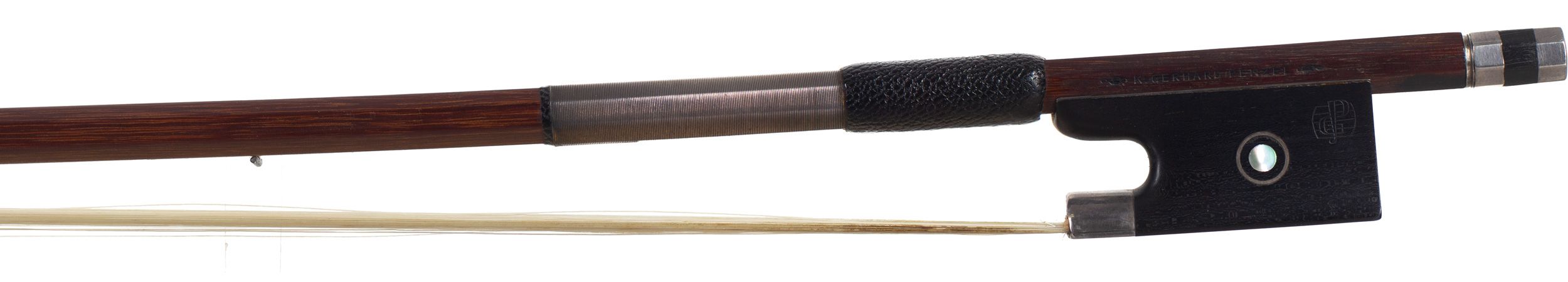 A silver-mounted violin bow by K. Gerhard Penzel, Germany — frog