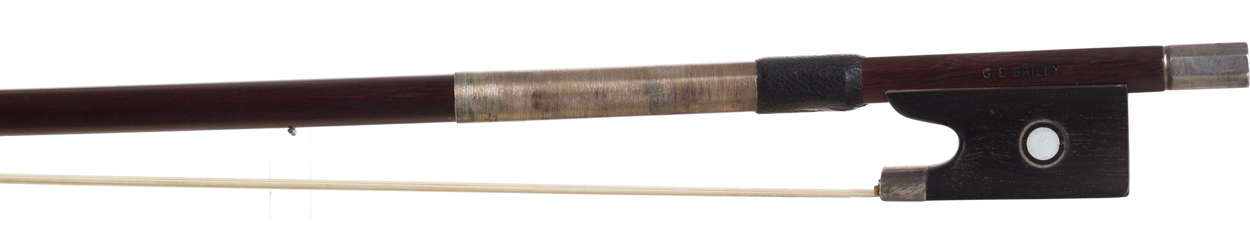 A silver-mounted viola bow by Gordon E. Bailey, England — frog