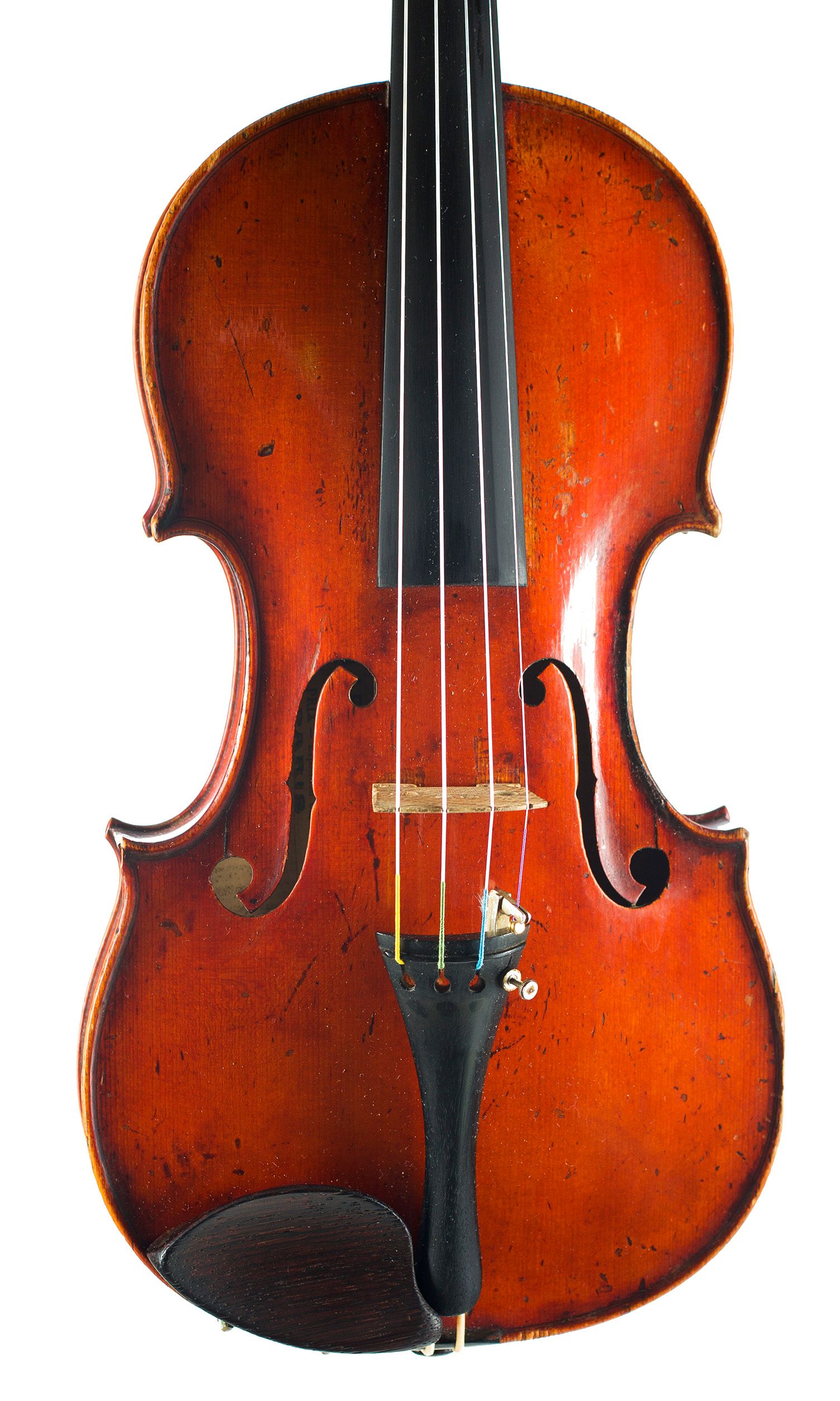 Violin, Workshop of Charles Collin-Mézin fils, Paris, circa 1900 — angled view, 10°