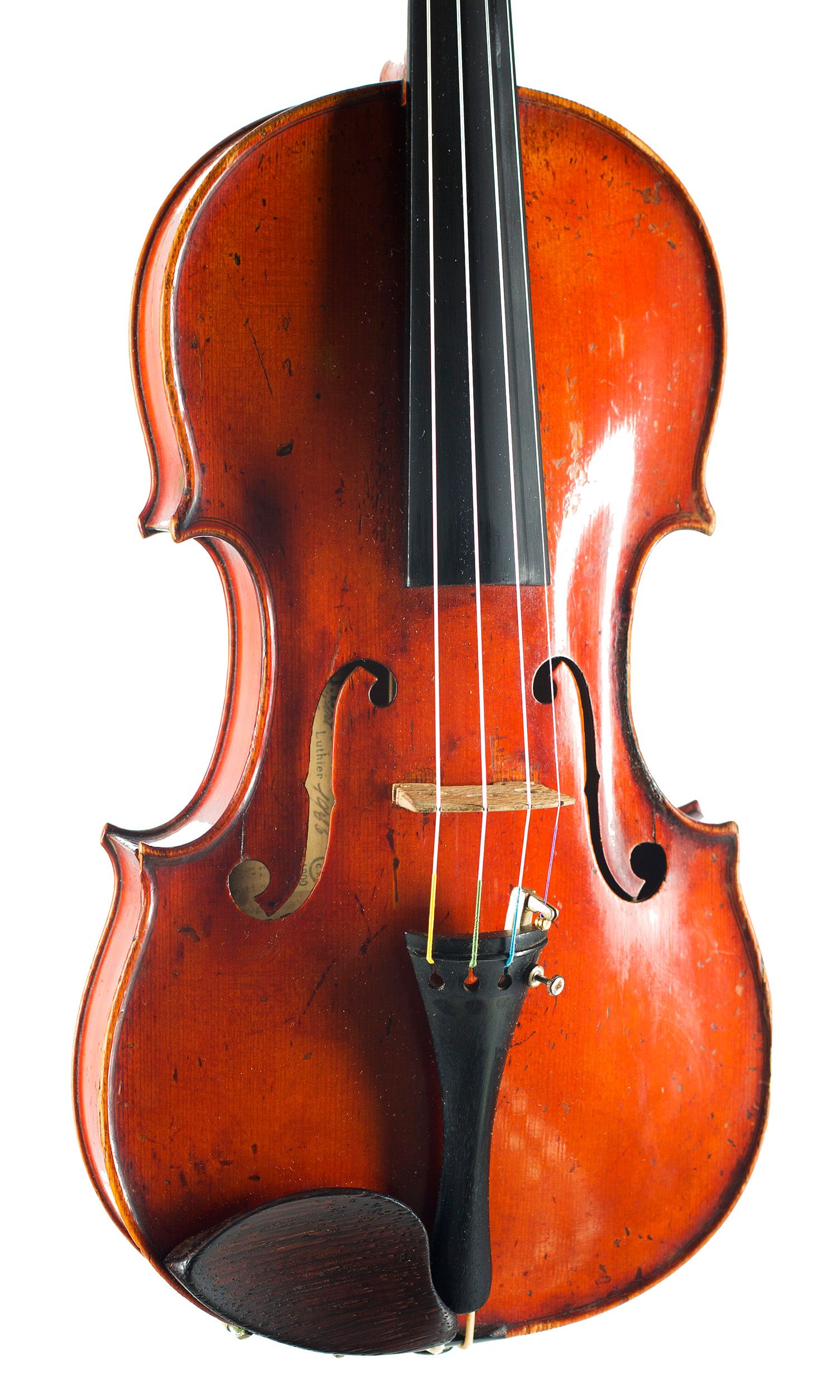Violin, Workshop of Charles Collin-Mézin fils, Paris, circa 1900 — angled view, 20°