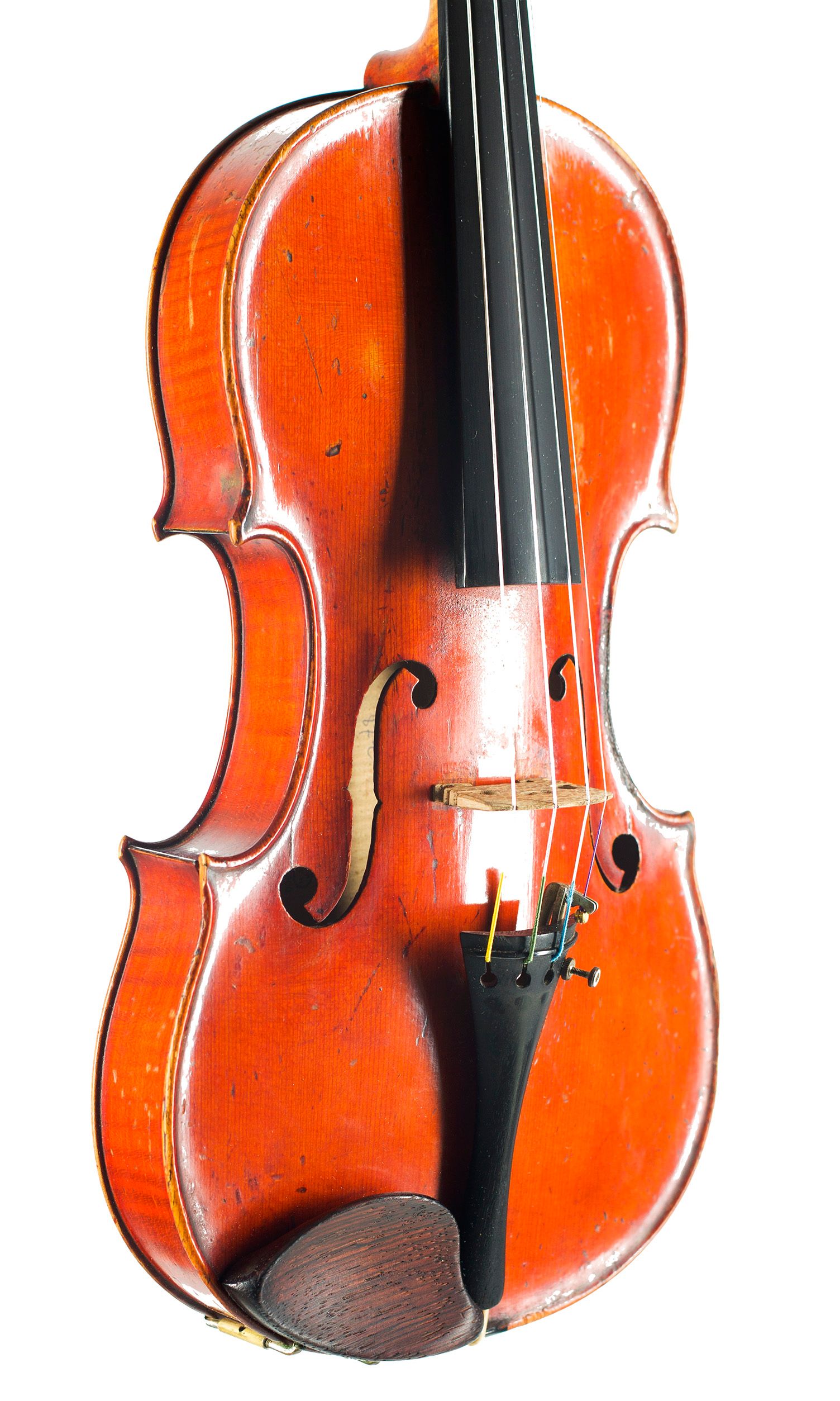 Violin, Workshop of Charles Collin-Mézin fils, Paris, circa 1900 — angled view, 40°