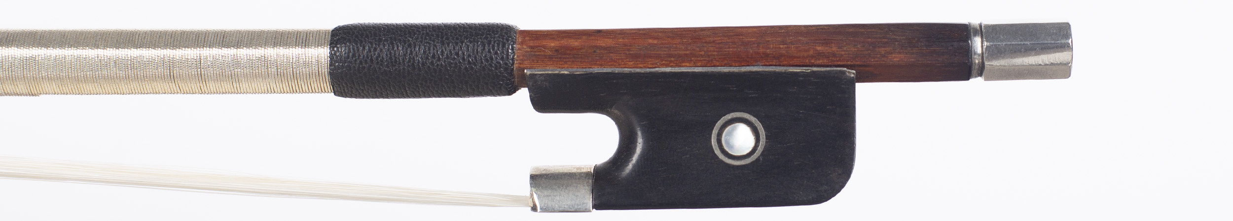 A silver-mounted violin bow, by Georges Barjonnet, France circa 1950 — frog
