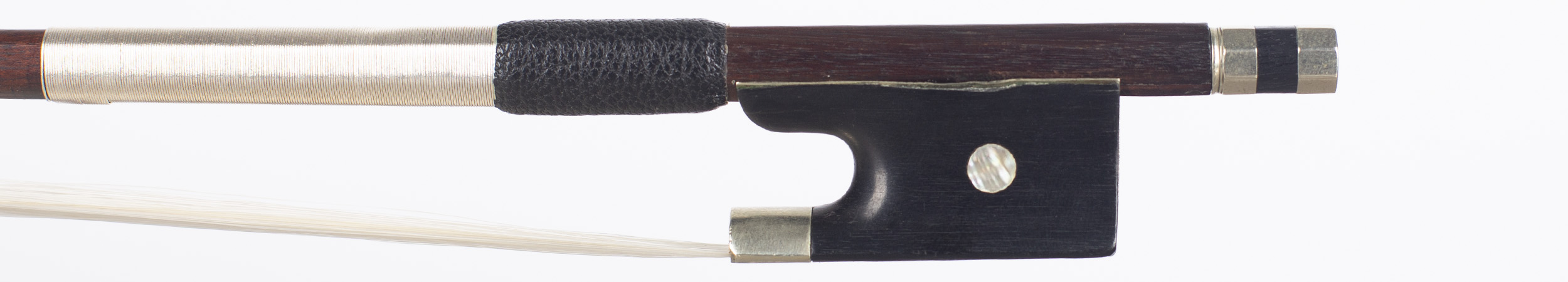 A nickel-mounted violin bow by Nicholas Simon (Simon FR), France 1860 — frog