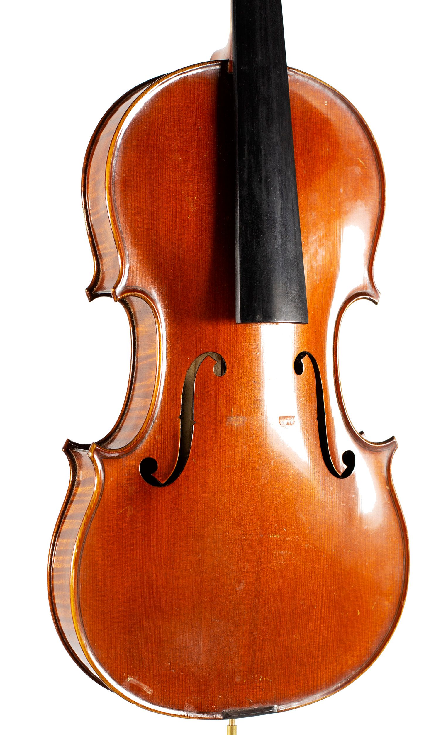Violin by Ch. J. B. Collin-Mezin, France, 1920 — angled view, 30°