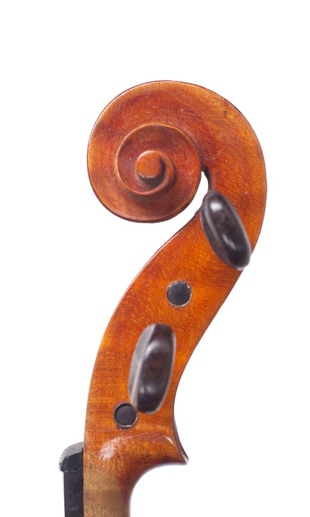 Violin by Jenny Bailly, Paris, circa 1910 — scroll