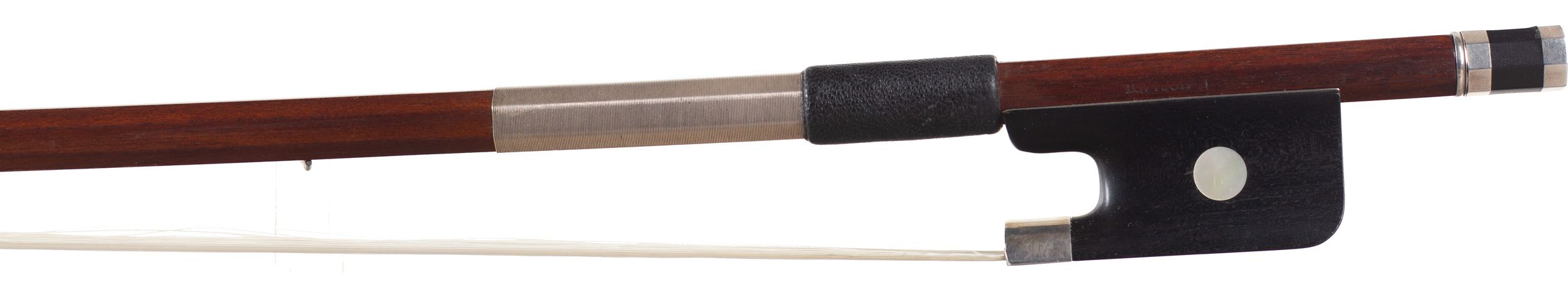 A silver-mounted cello bow by Louis Morizot — frog