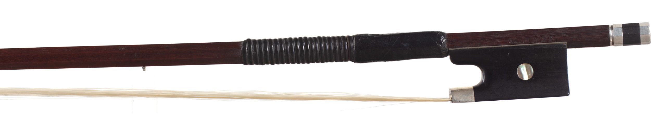 A silver-mounted violin bow by Albin Hums — frog