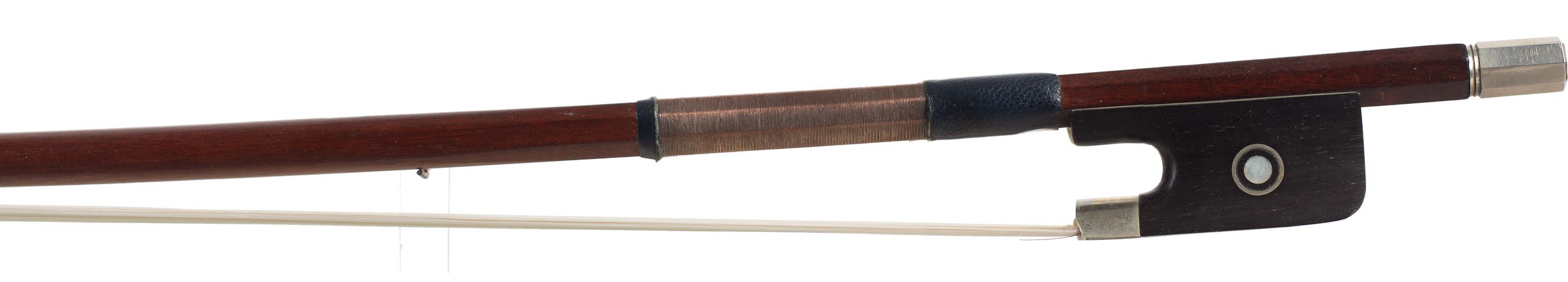 A nickel-mounted viola bow by Roger François Lotte, France — frog