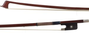 A nickel-mounted viola bow by Roger François Lotte, France — head and frog