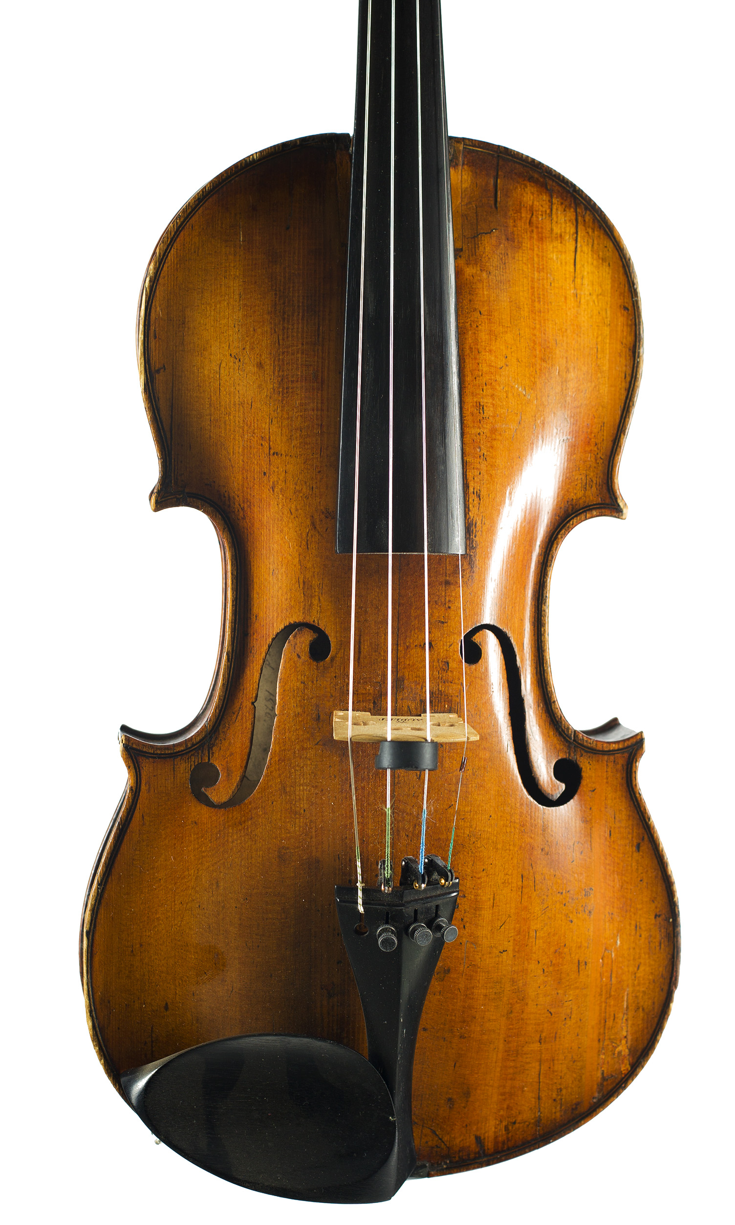 A violin by John Breckinridge, Glasgow, 1870 — angled view, 10°