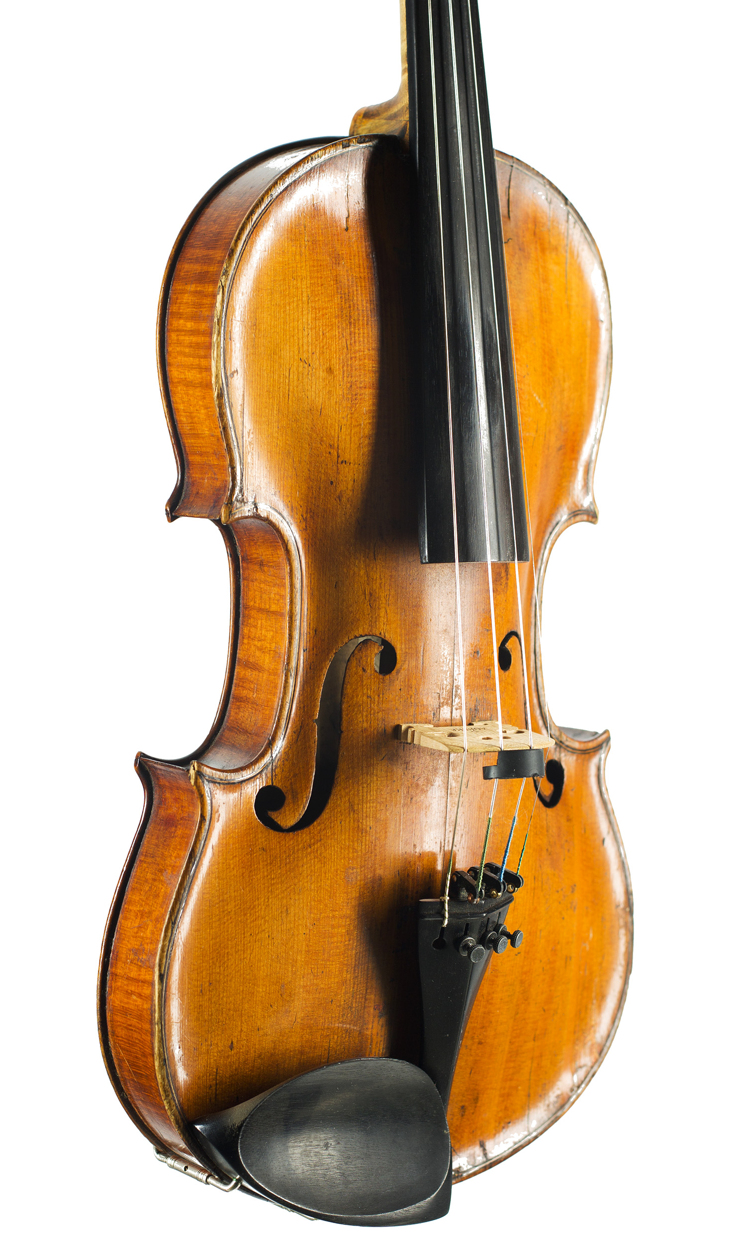 A violin by John Breckinridge, Glasgow, 1870 — angled view, 40°