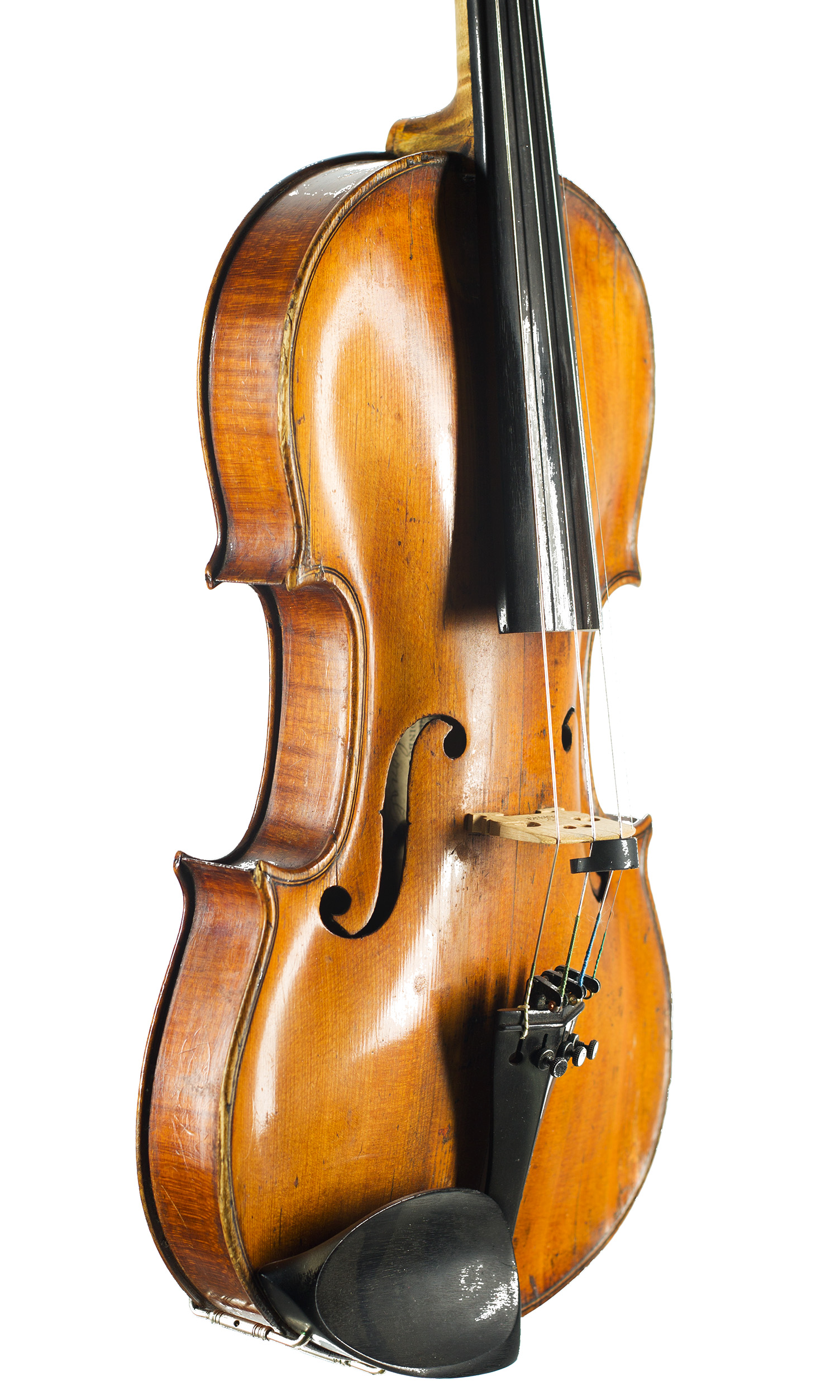 A violin by John Breckinridge, Glasgow, 1870 — angled view, 50°