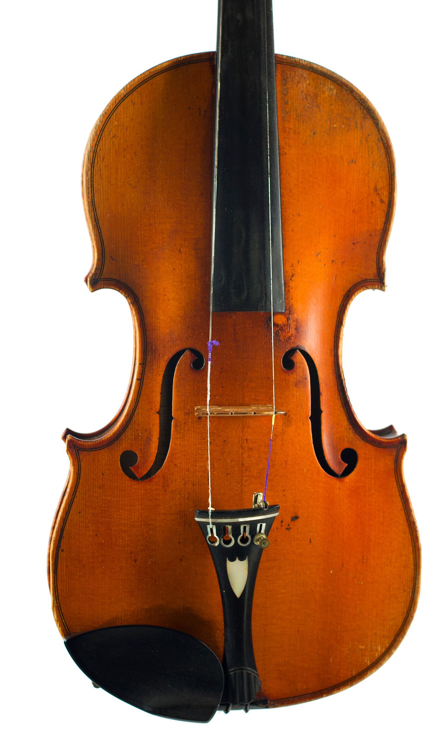 Violin by Eugene Chartreux, Lyon, 1900 — angled view, 10°