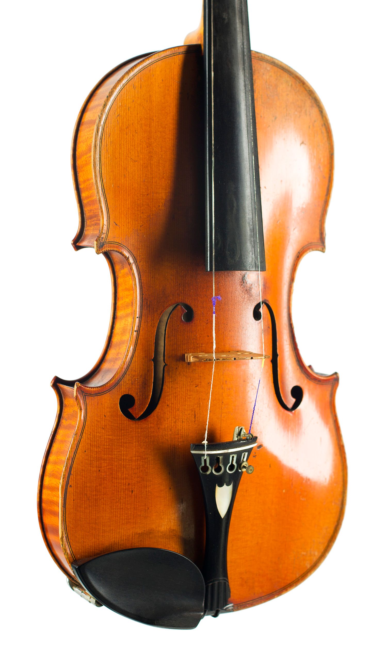 Violin by Eugene Chartreux, Lyon, 1900 — angled view, 30°