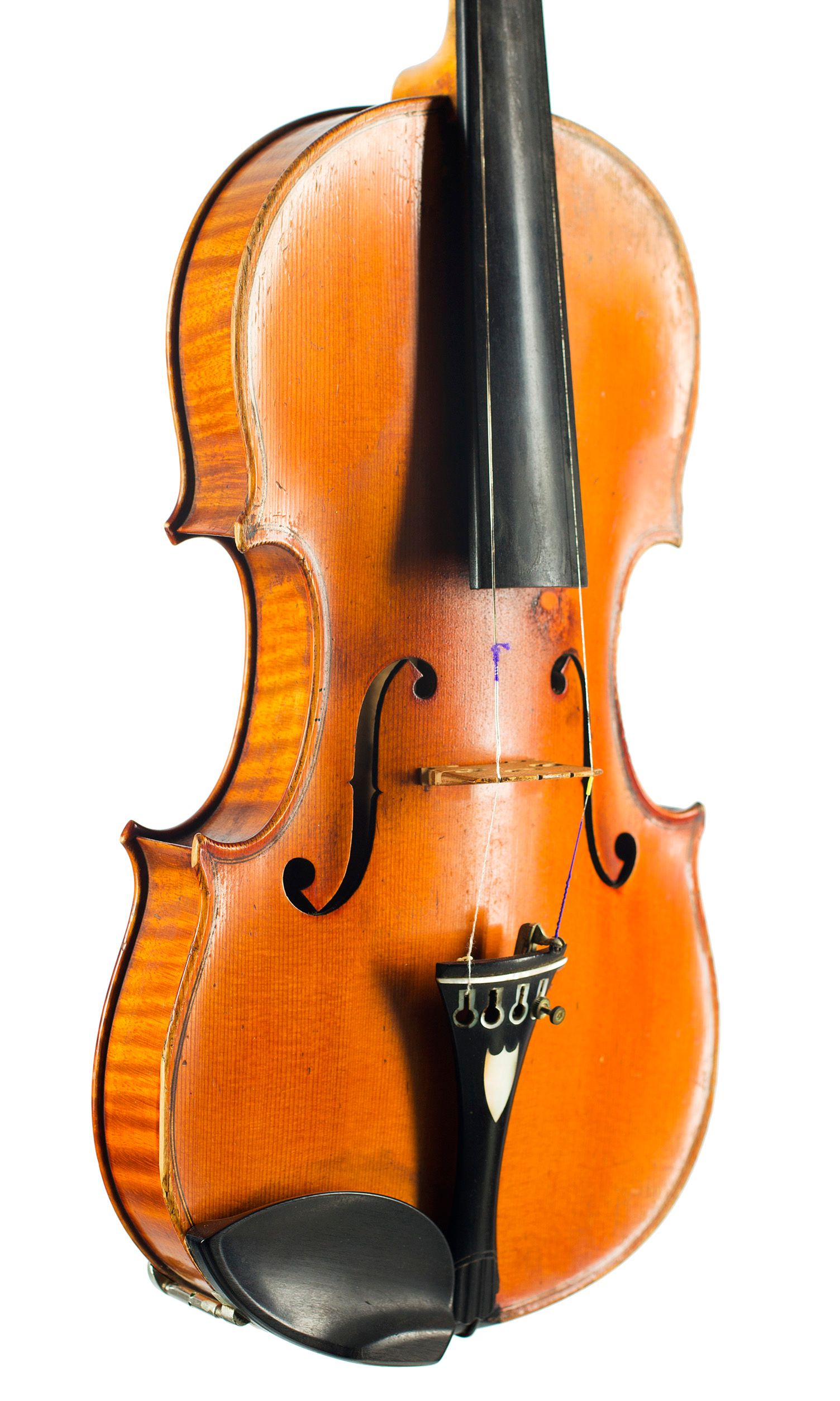 Violin by Eugene Chartreux, Lyon, 1900 — angled view, 40°