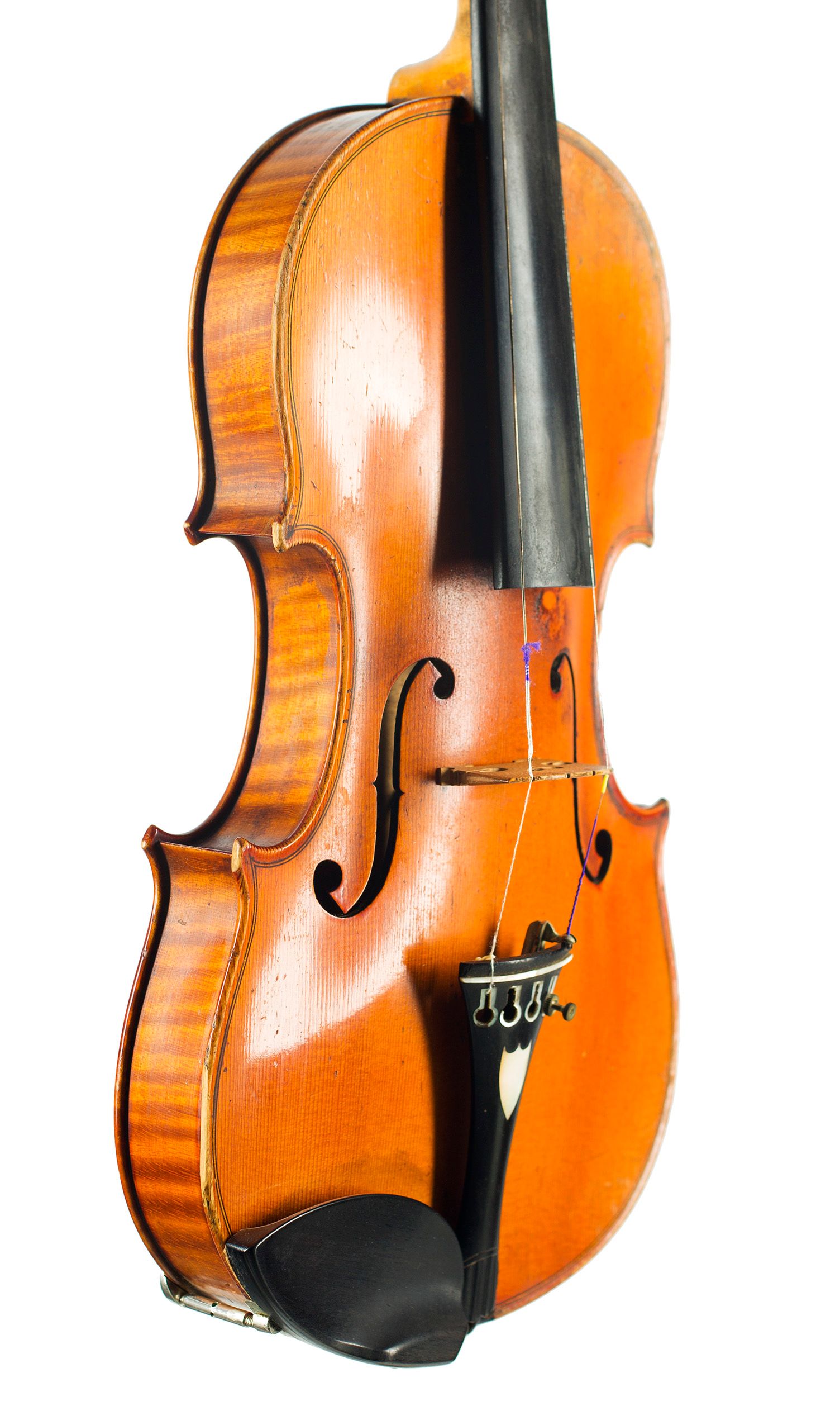 Violin by Eugene Chartreux, Lyon, 1900 — angled view, 50°