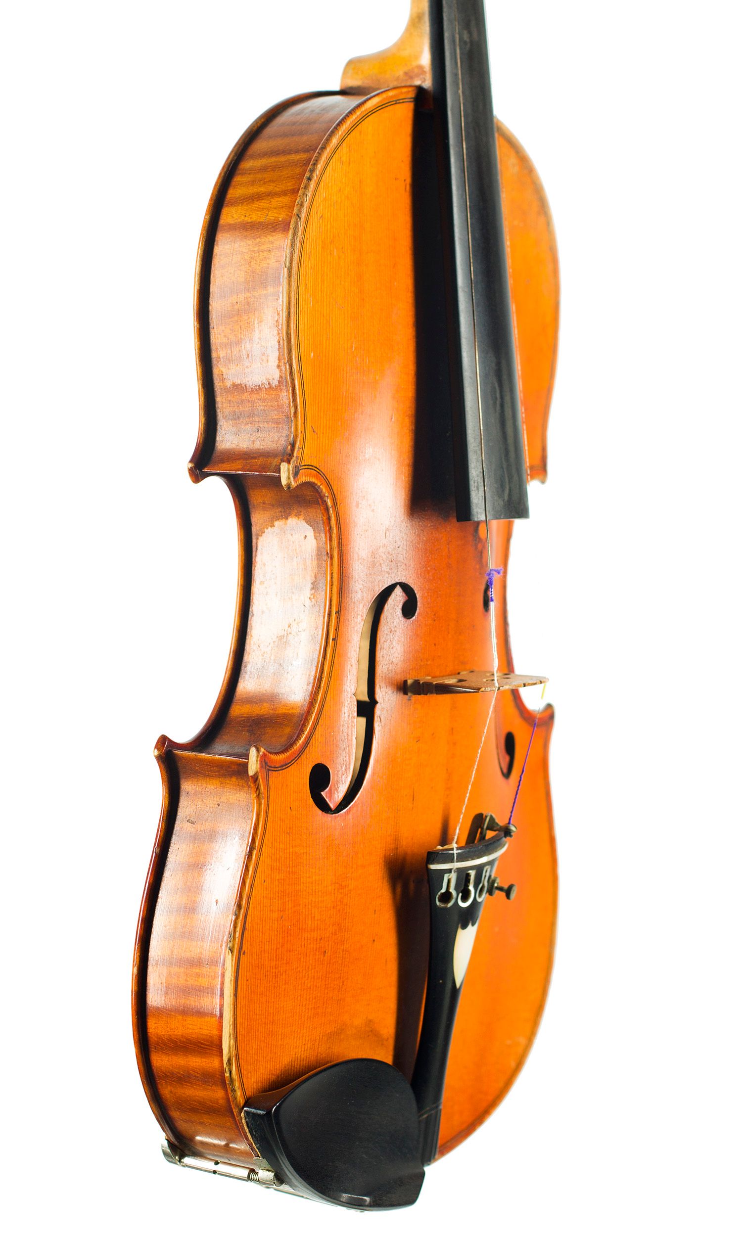 Violin by Eugene Chartreux, Lyon, 1900 — angled view, 60°