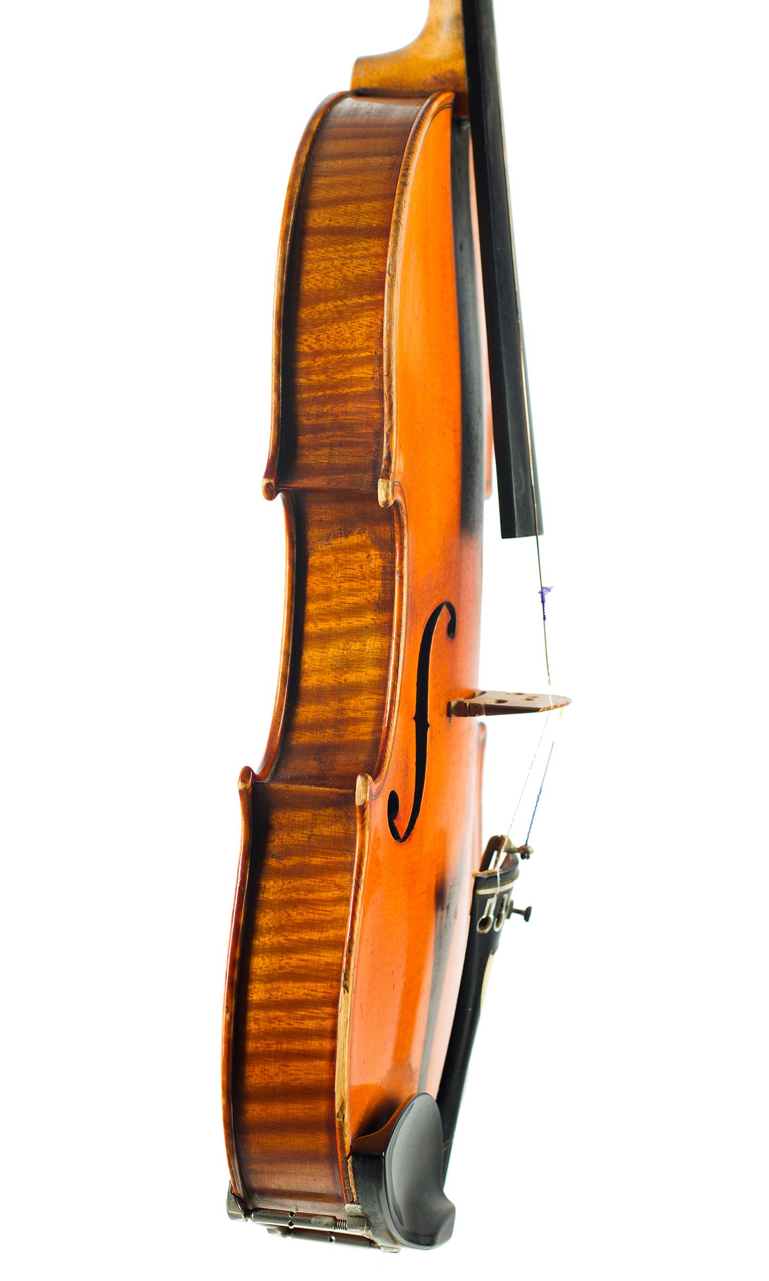Violin by Eugene Chartreux, Lyon, 1900 — angled view, 80°