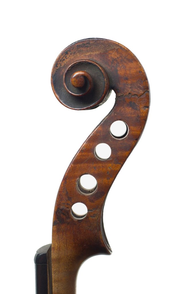 Violin, Workshop of Thomas Cahusac, circa 1780 — scroll