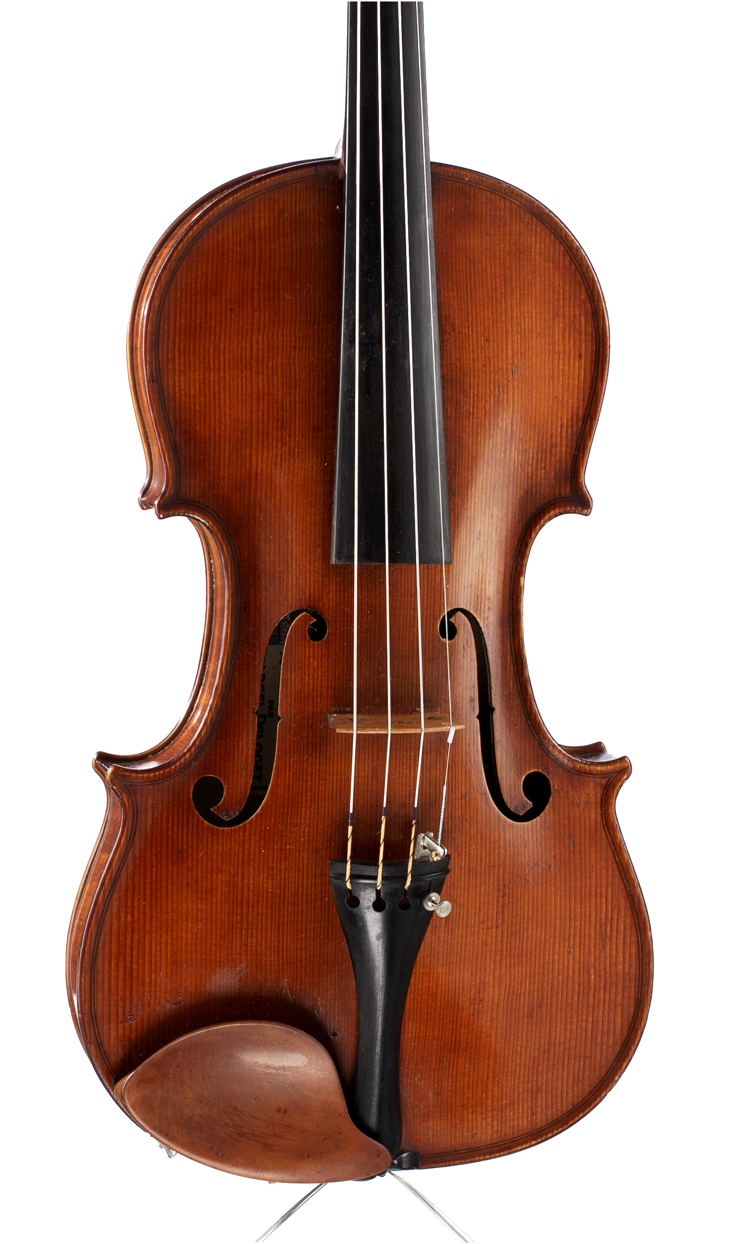A violin by Marcel Deloget, Versailles, 1937 — angled view, 10°