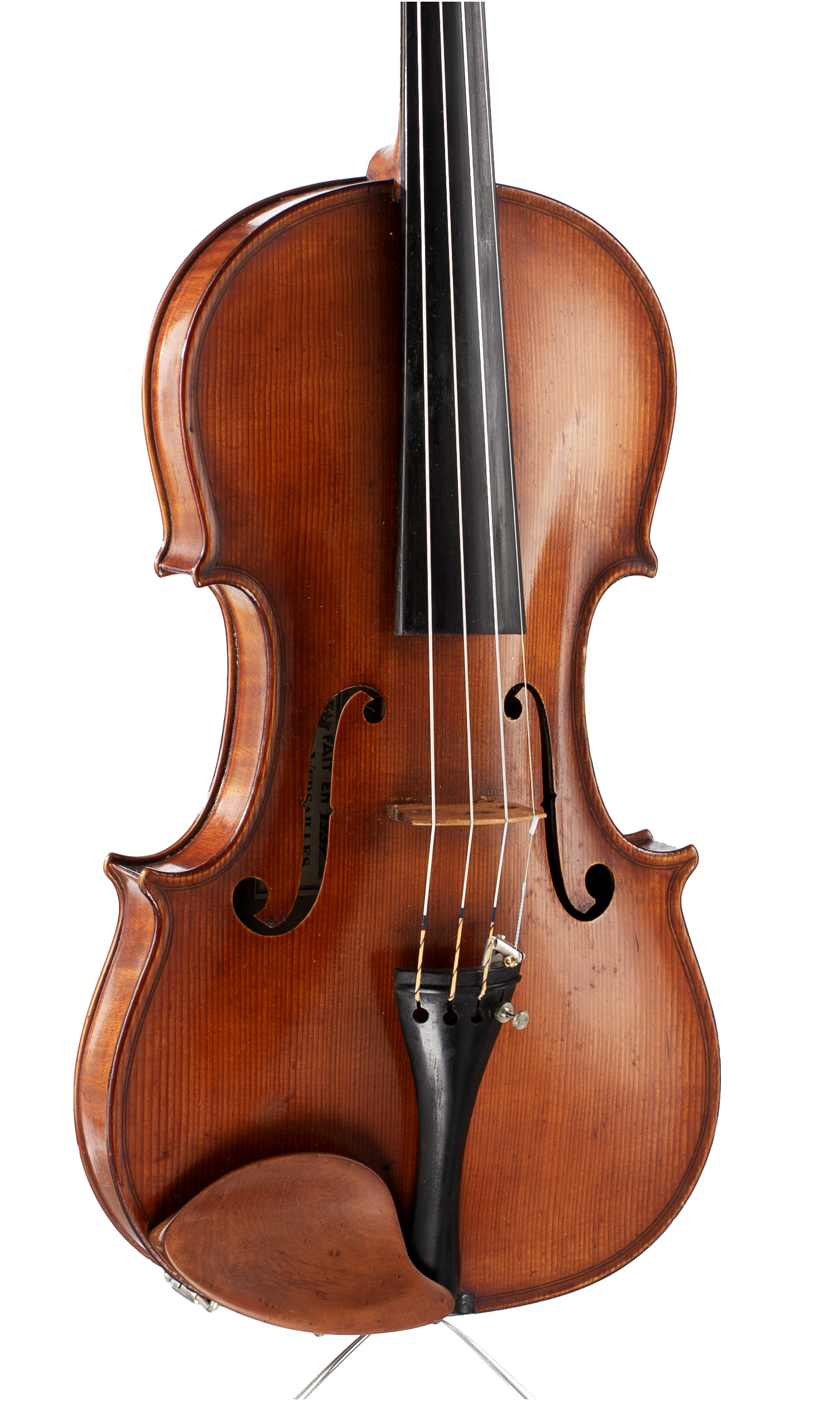 A violin by Marcel Deloget, Versailles, 1937 — angled view, 20°
