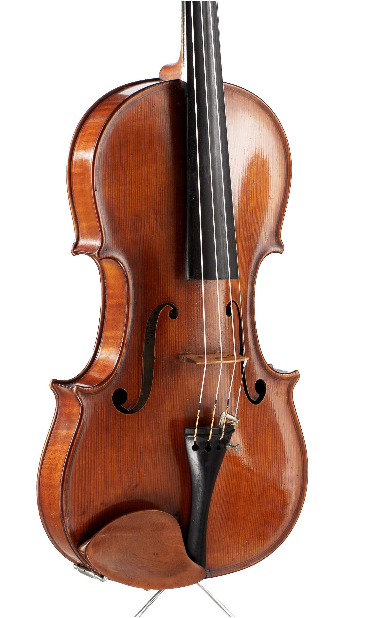 A violin by Marcel Deloget, Versailles, 1937 — angled view, 30°