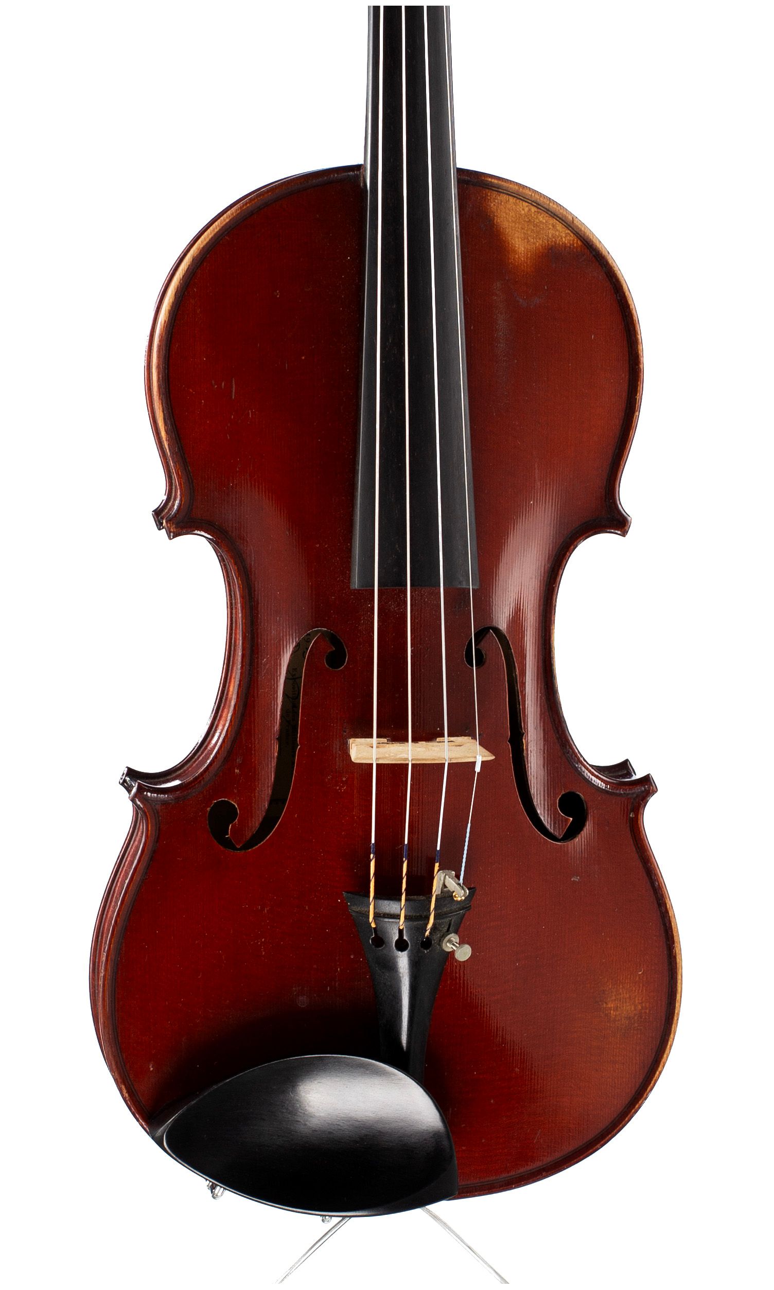 Violin by Marius Didier, Mattaincourt, 1929 — angled view, 10°