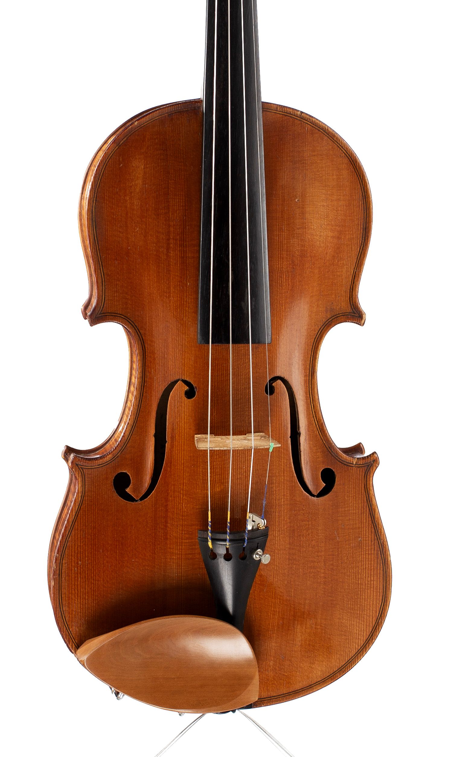 Violin by Jenny Bailly, Paris, circa 1900 — angled view, 10°