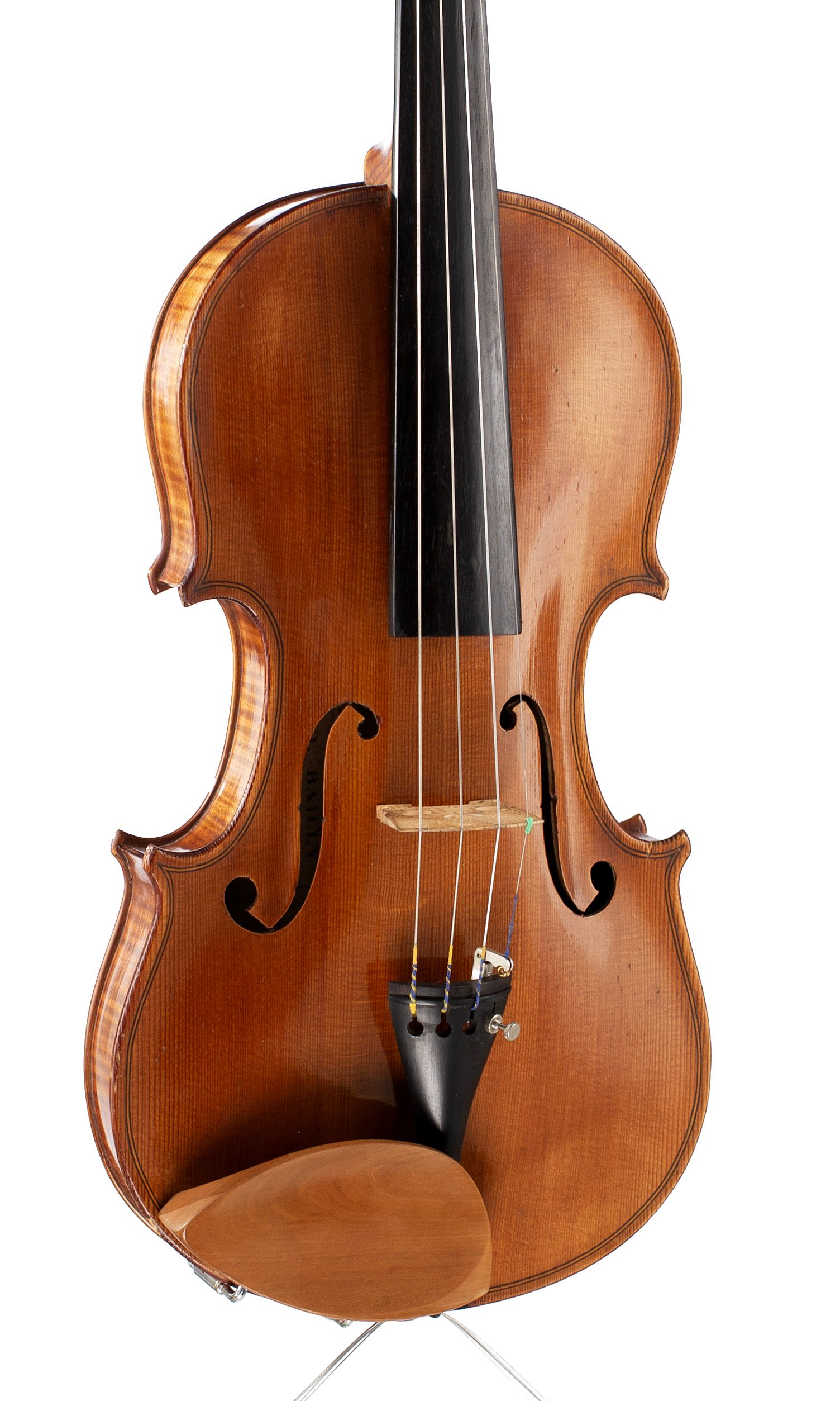 Violin by Jenny Bailly, Paris, circa 1900 — angled view, 20°