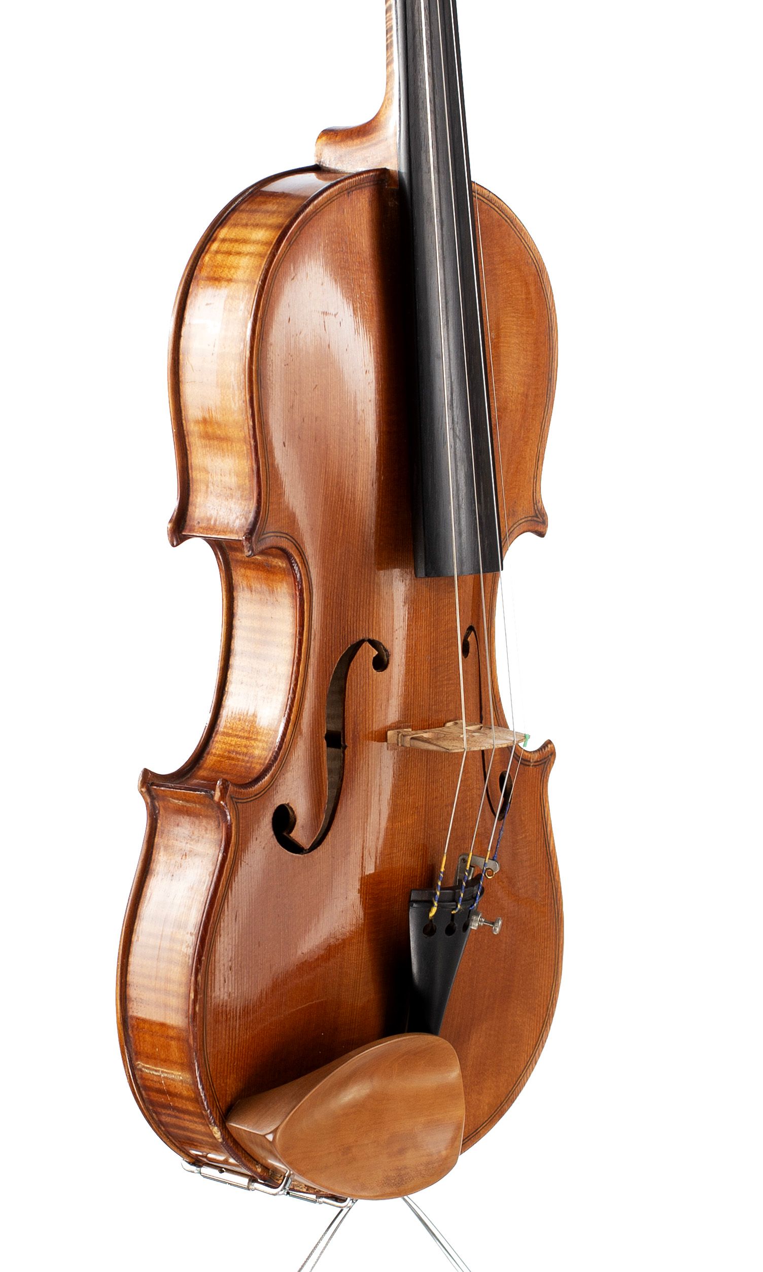 Violin by Jenny Bailly, Paris, circa 1900 — angled view, 50°