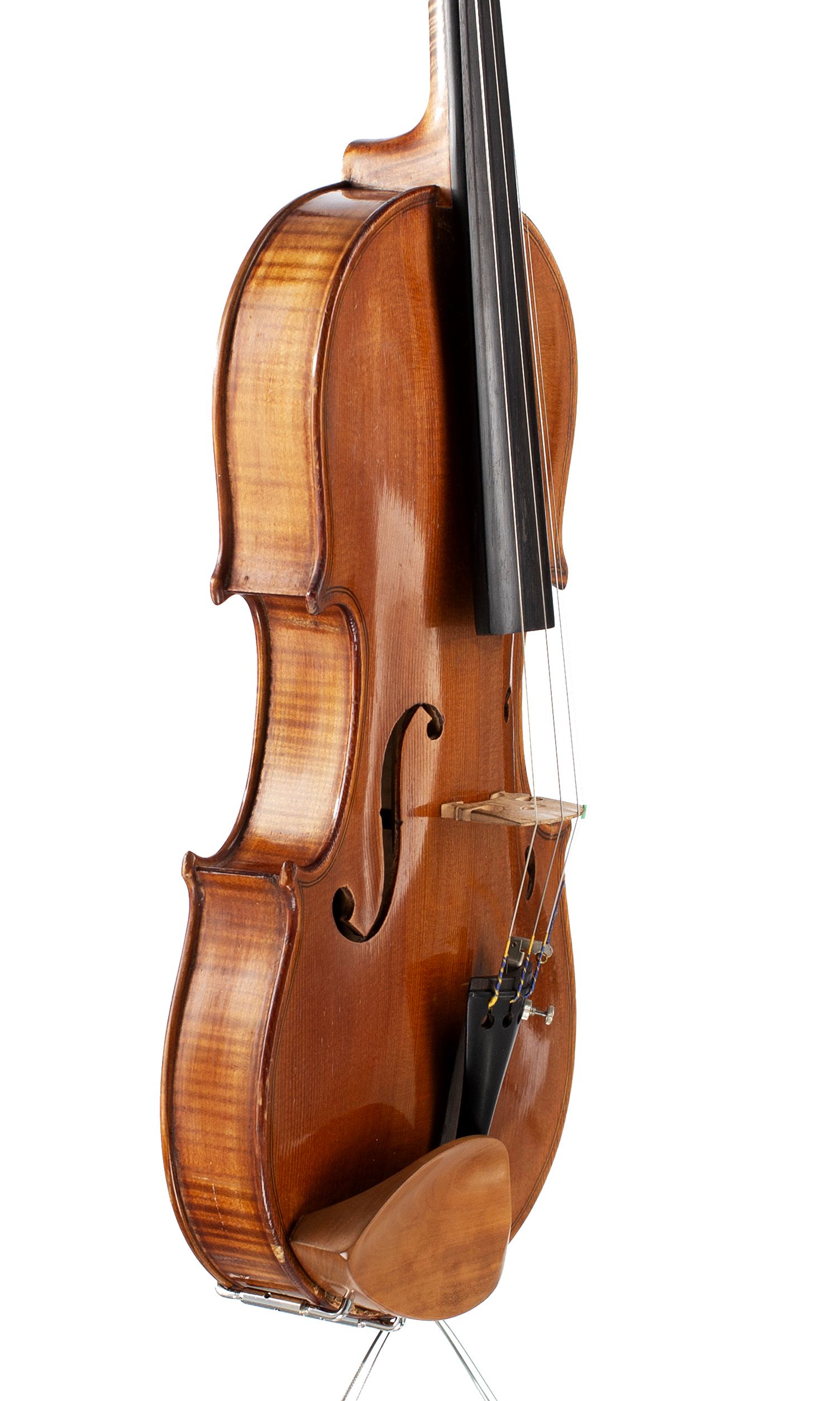 Violin by Jenny Bailly, Paris, circa 1900 — angled view, 60°