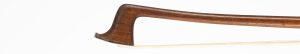 A nickel-mounted violin bow by Marc Laberte, France, circa 1940 — head and frog