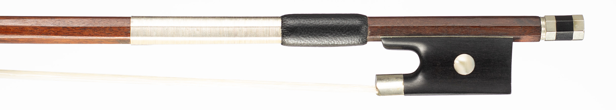 A nickel-mounted violin bow by Eugéne Cuniot (Cuniot-Hury), France, circa 1880 — frog