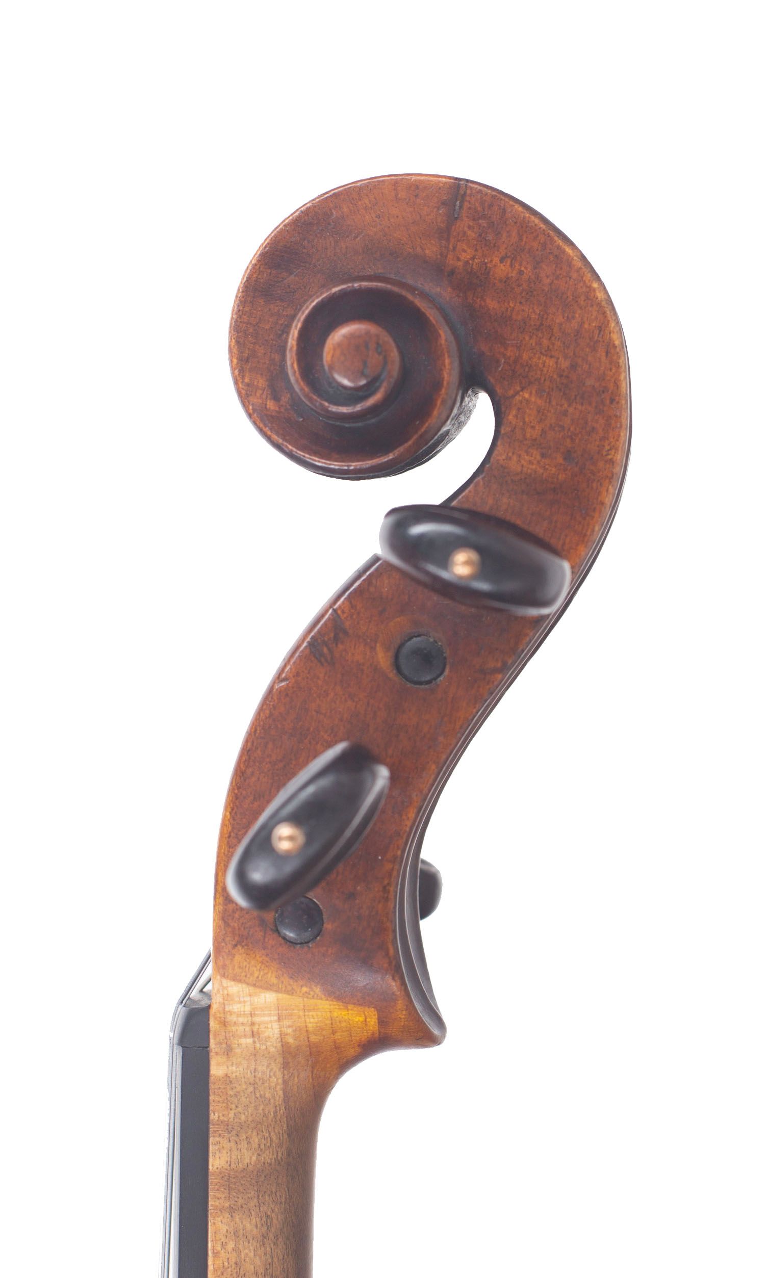 Violin by Richard Duke, London, circa 1760 — scroll