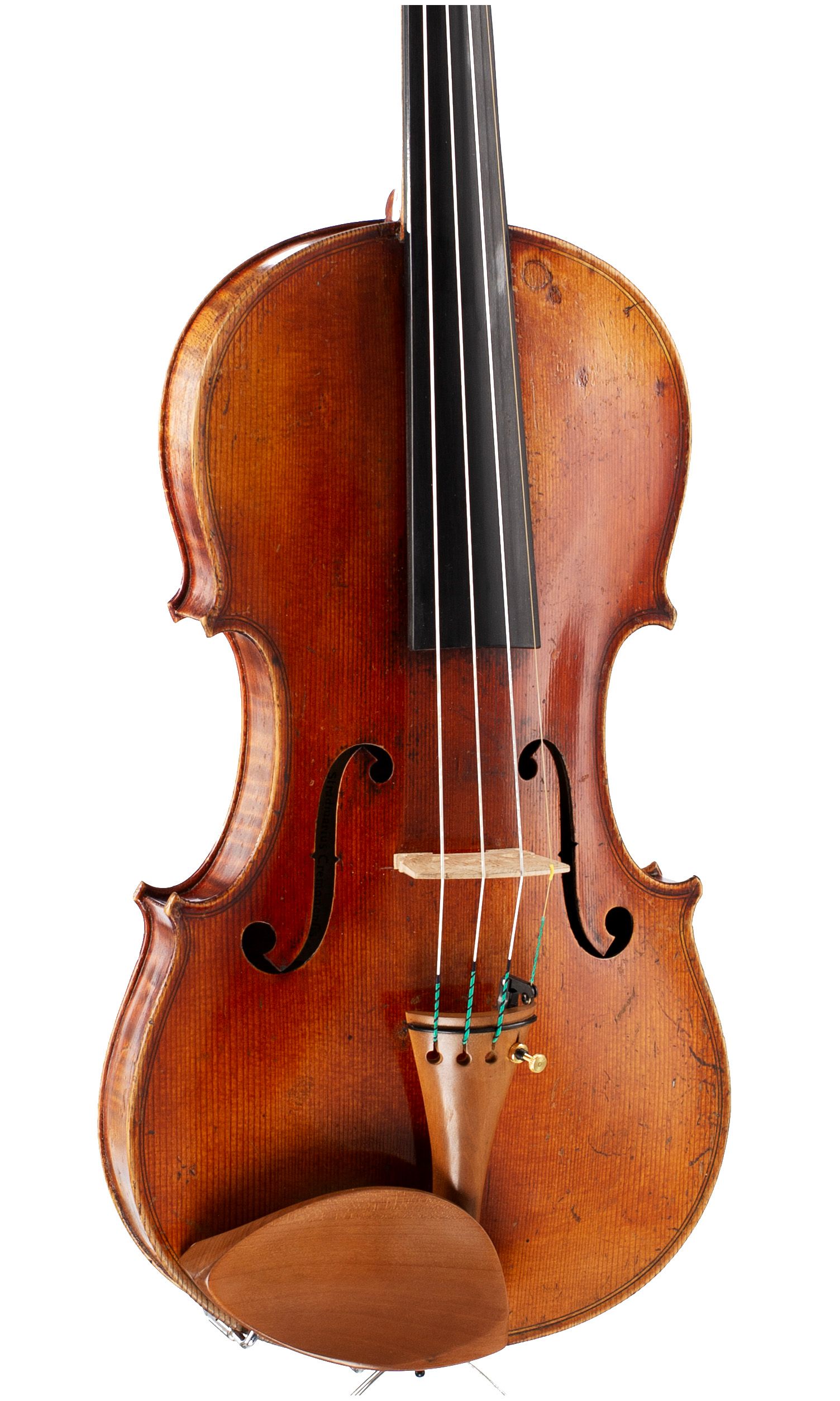Violin, Workshop of Grandjon, Mirecourt, 1874 — angled view, 20°