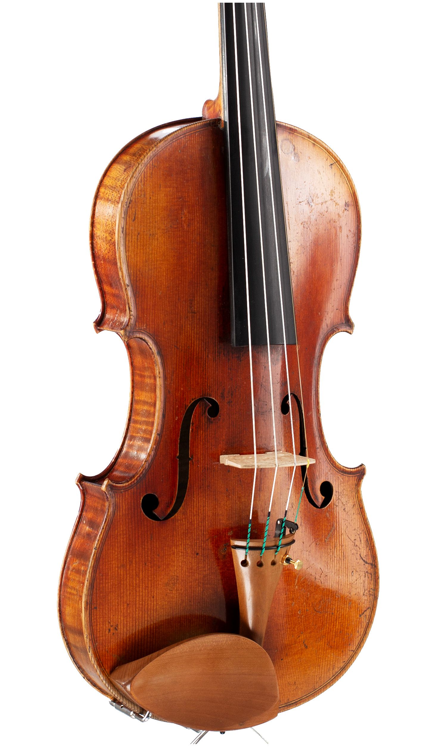 Violin, Workshop of Grandjon, Mirecourt, 1874 — angled view, 30°