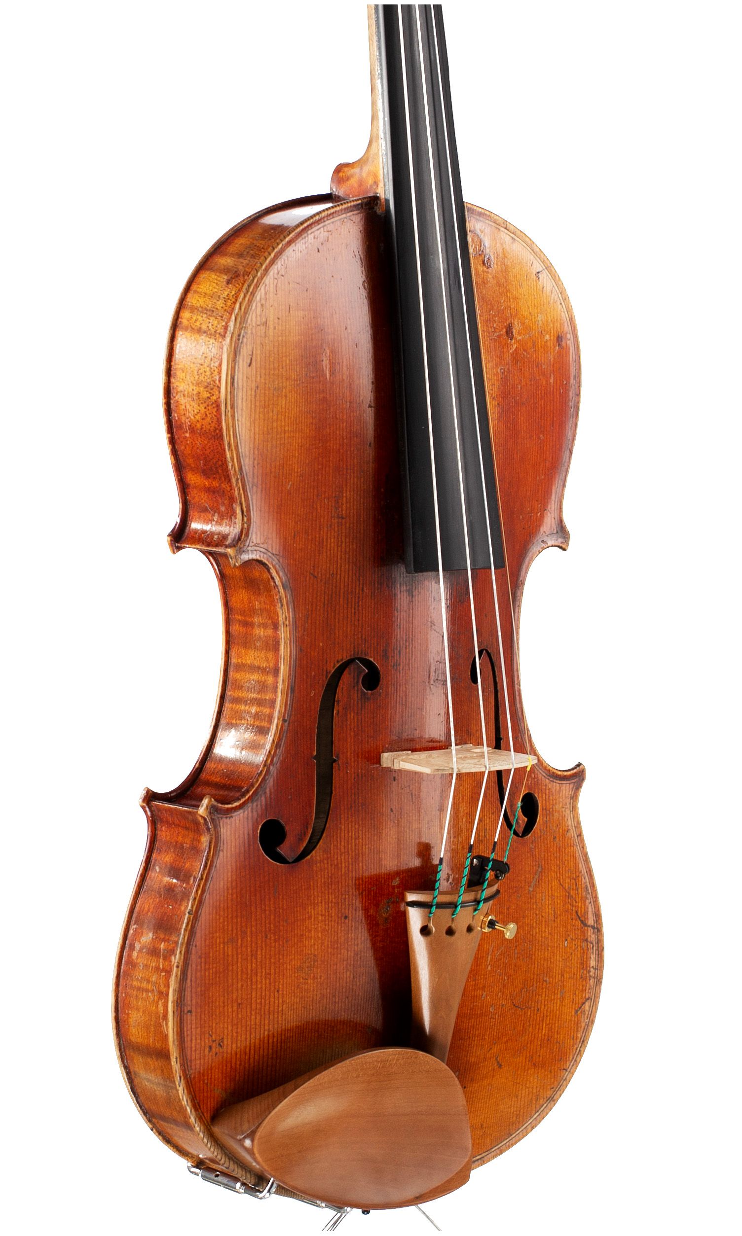 Violin, Workshop of Grandjon, Mirecourt, 1874 — angled view, 40°