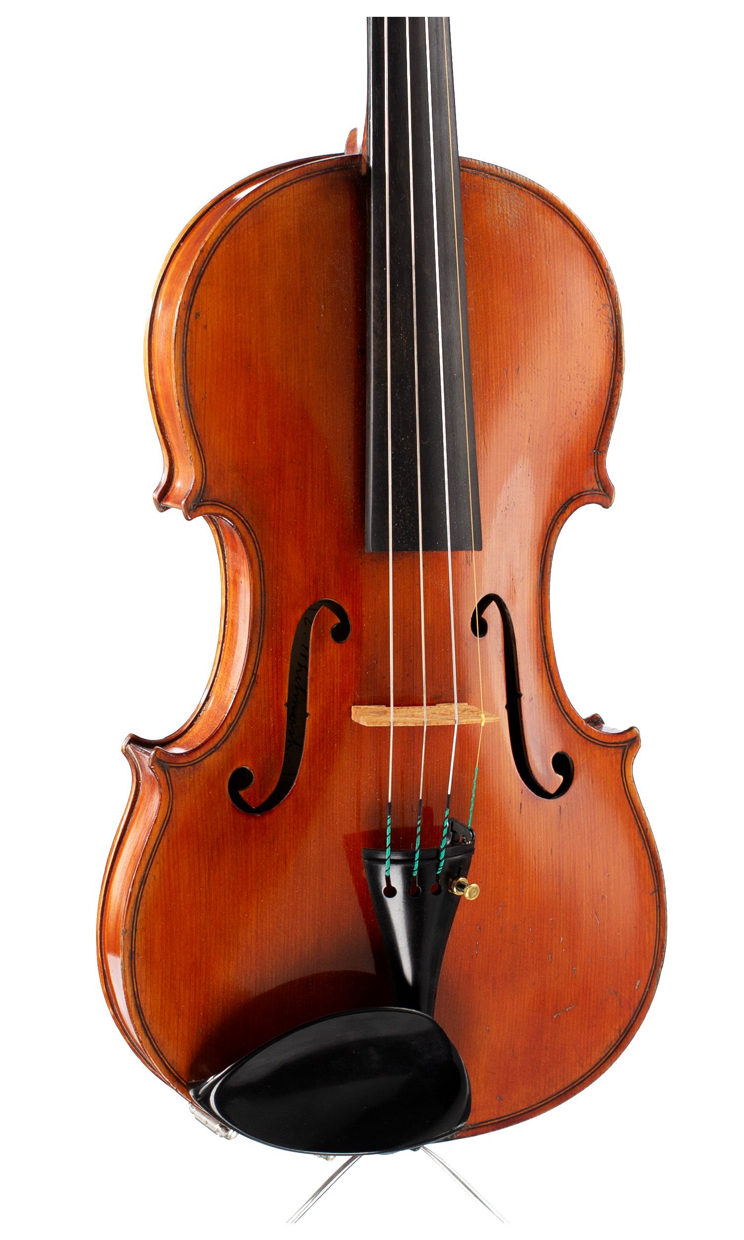 Violin by Edwin Whitmarsh, London, 1922 — angled view, 20°