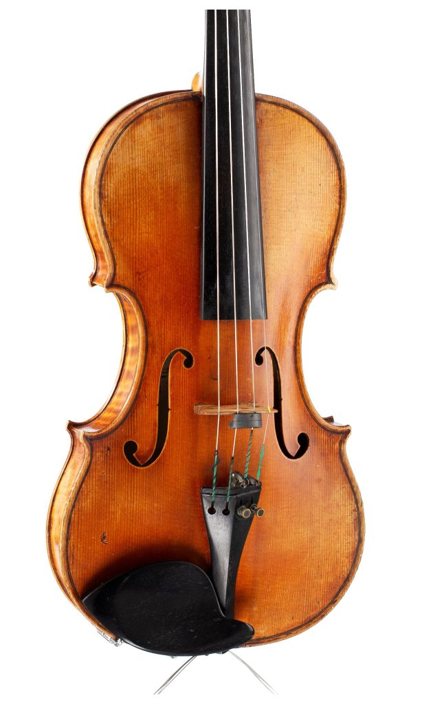 A violin by Frederic Hugues Chaudiere, Montpellier, 1995 — angled view, 20°