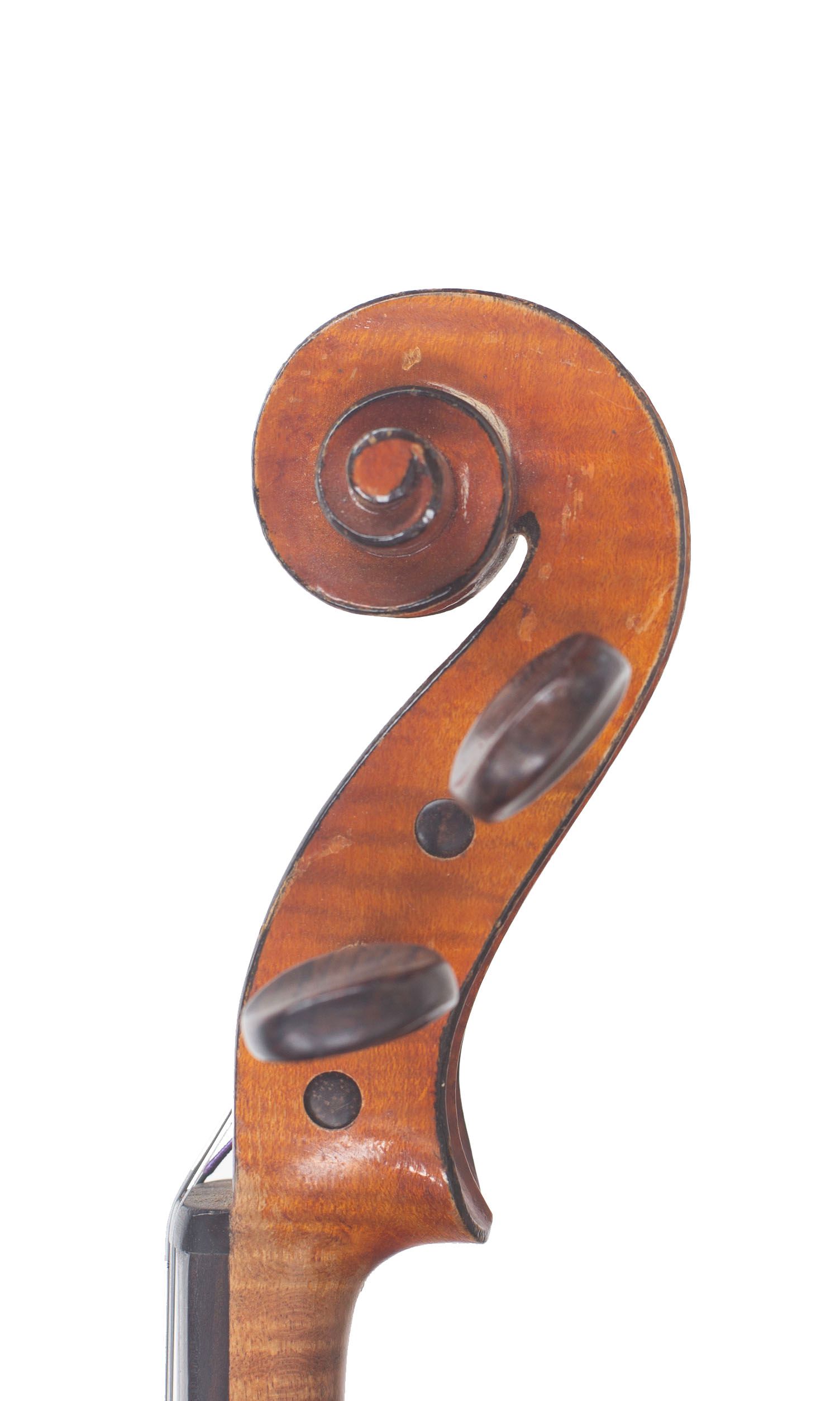 Violin, Workshop of Jérôme Thibouville-Lamy, Mirecourt, circa 1920 — scroll