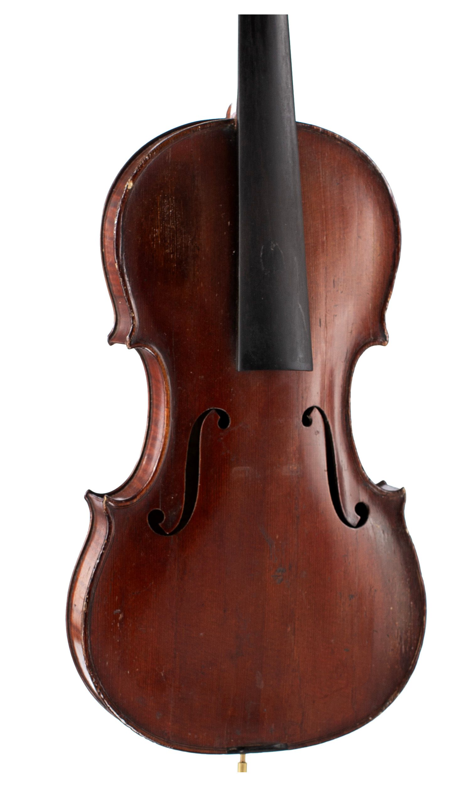 Violin by Alfred Vincent, London, 1928 — angled view, 20°