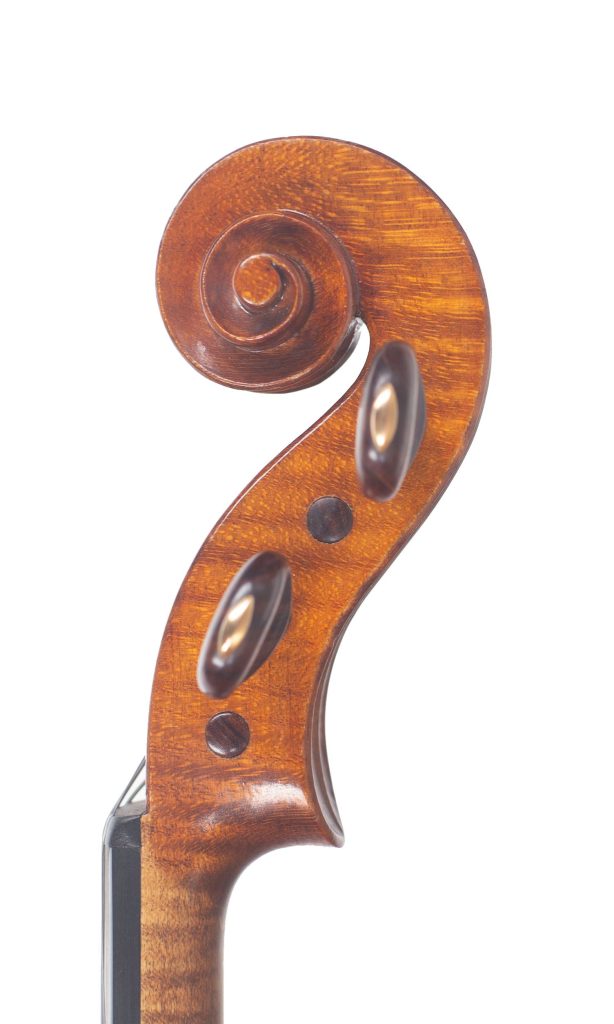 Violin by Louis Delignon, Mirecourt, 1952 — scroll