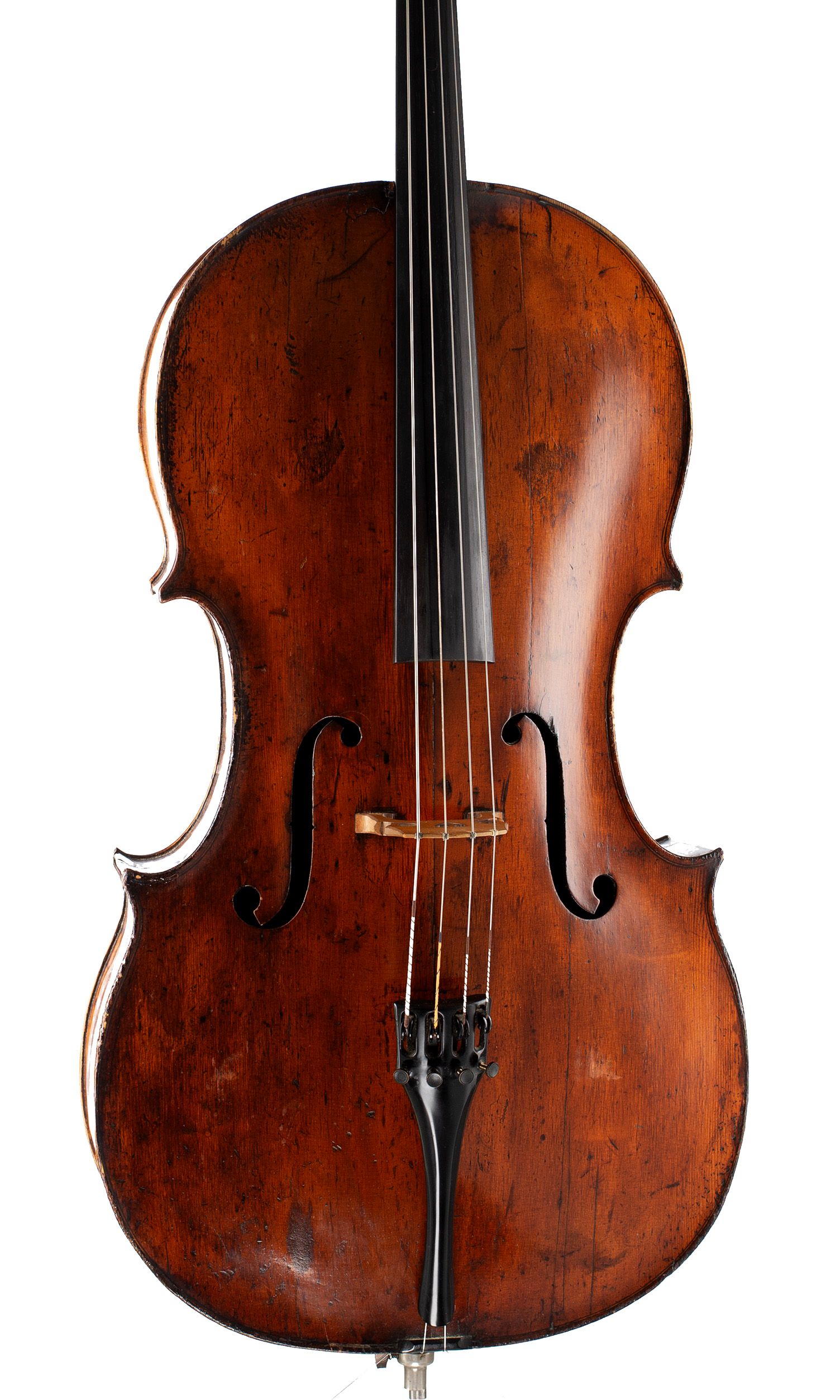 Cello, Circle of Thomas Kennedy, circa 1820 — angled view, 10°