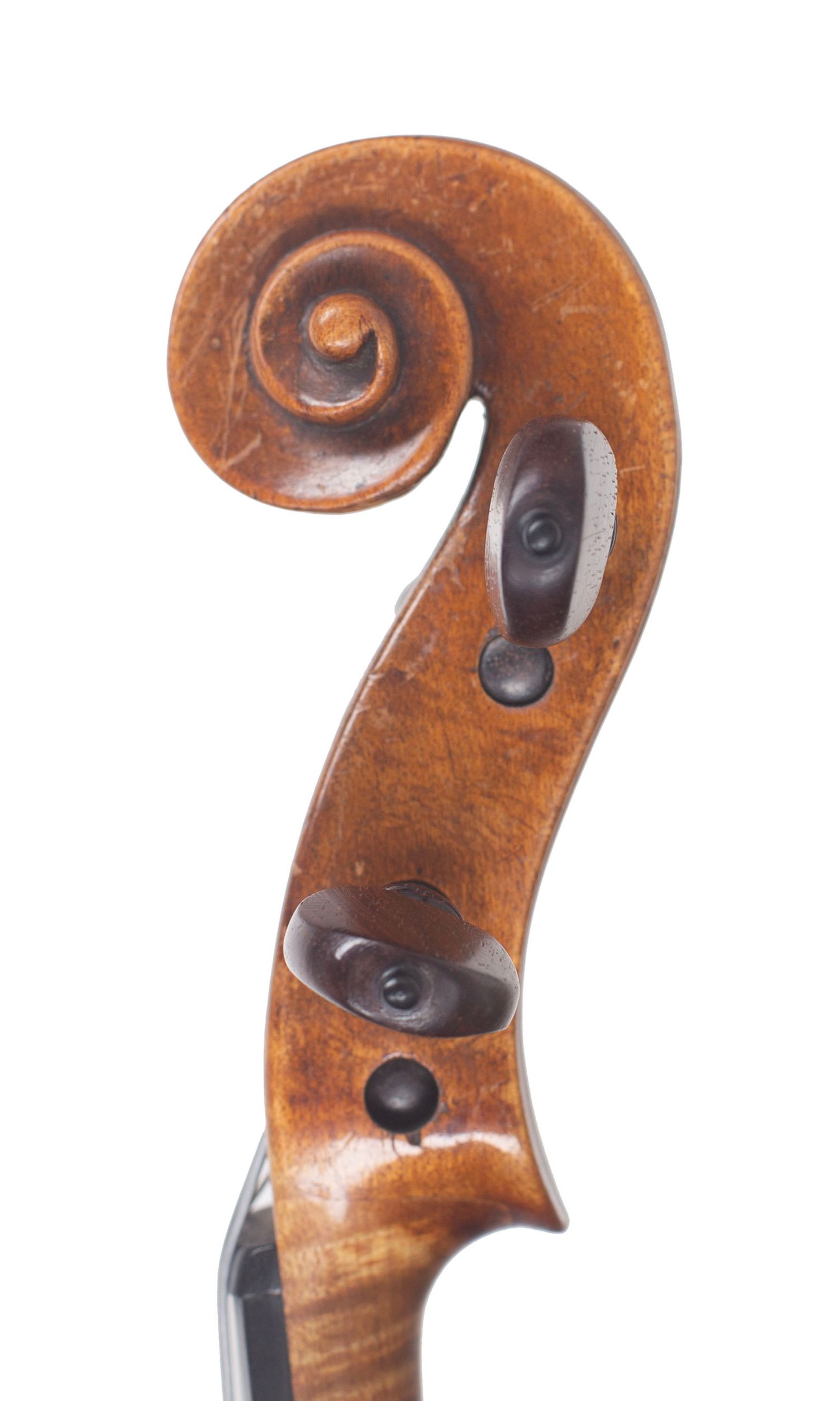 Violin by Carlo Antonio Testore, Milan, circa 1730 — scroll