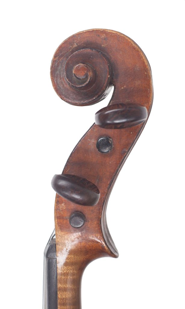 Violin, Workshop of Jérôme Thibouville-Lamy, Mirecourt, circa 1900 — scroll
