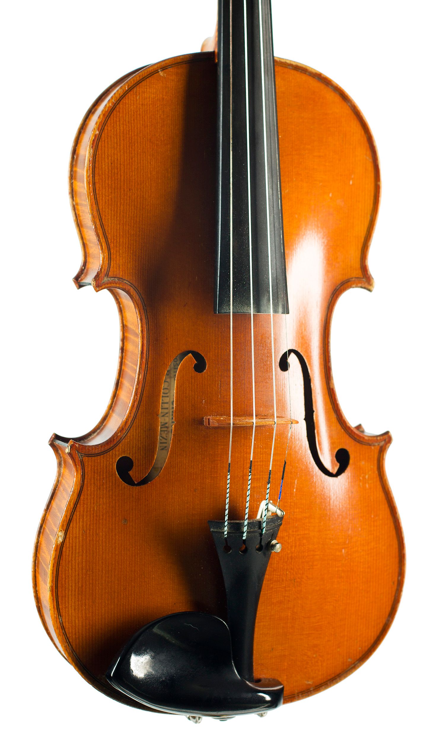 Violin by CH. J. B. Collin-Mezin, Paris, 1906 — angled view, 20°